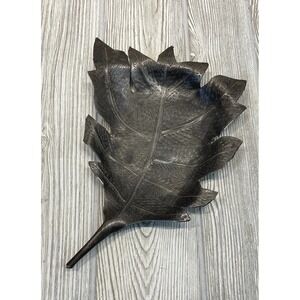Artisanal Hammered Leaf Tray Handcrafted Botanical Trinket Dish Catch All OOAK